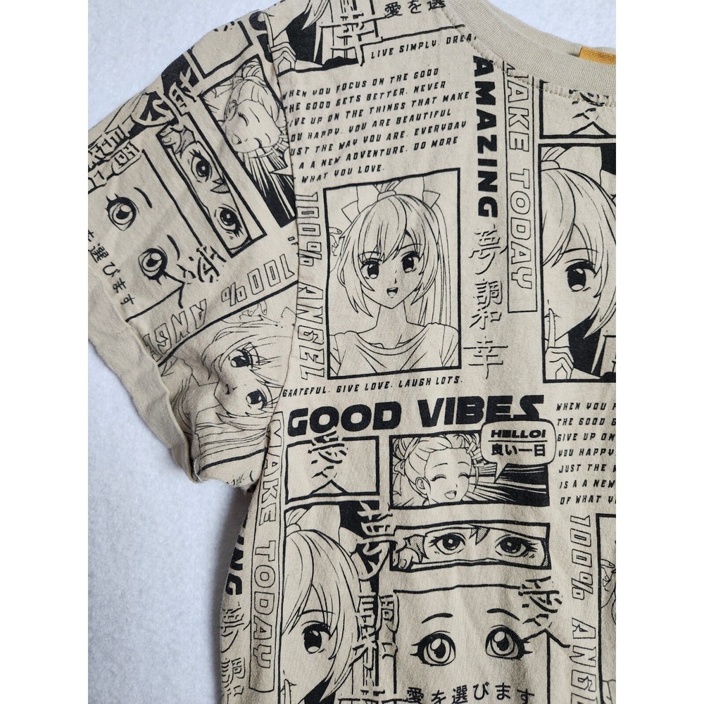 Vibe N Kids T Shirt Good Vibes Anime Comic Size M Cotton Tan - Picture 3 of 10